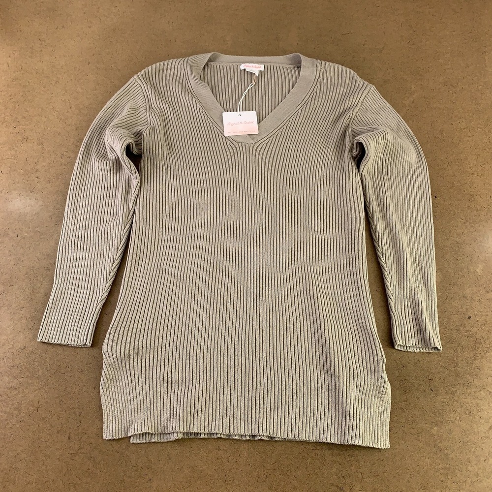 Ingrid & Isabel Women's Maternity Size XS Beige Side Zip Nursing Sweater NWT